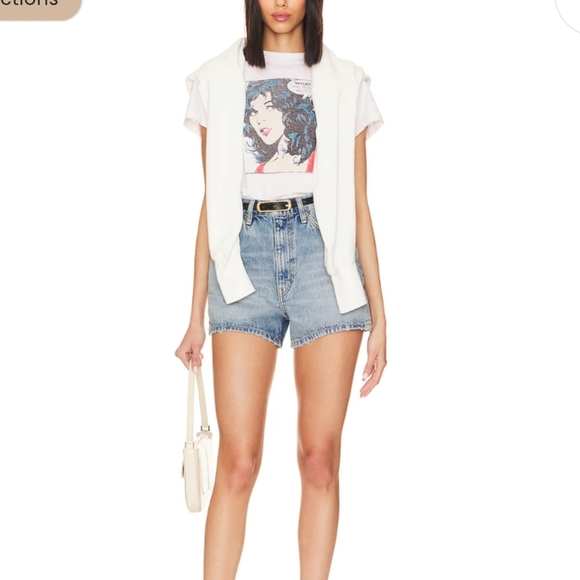 RE/DONE x Revolve The Midi Short jeans organic cotton ripped tide color Sz 31 - Picture 1 of 7